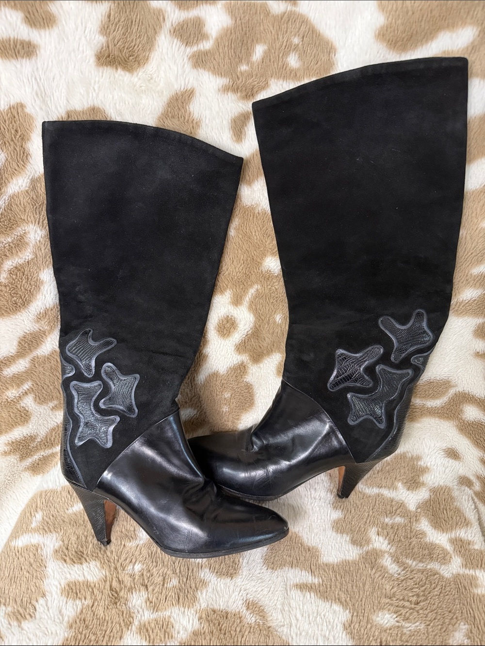 Bally Suede and Leather Knee-High Heeled Boots